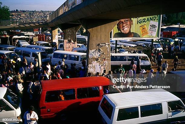 Happy South African commuters at Baragwanath taxi station in Soweto