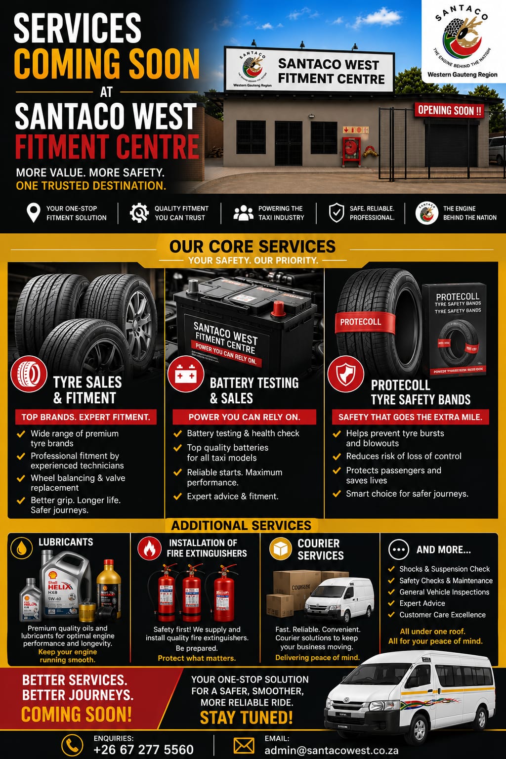 SANTACO West Fitment Centre Services - Tyre Sales, Battery Testing, Protecoll Safety Bands