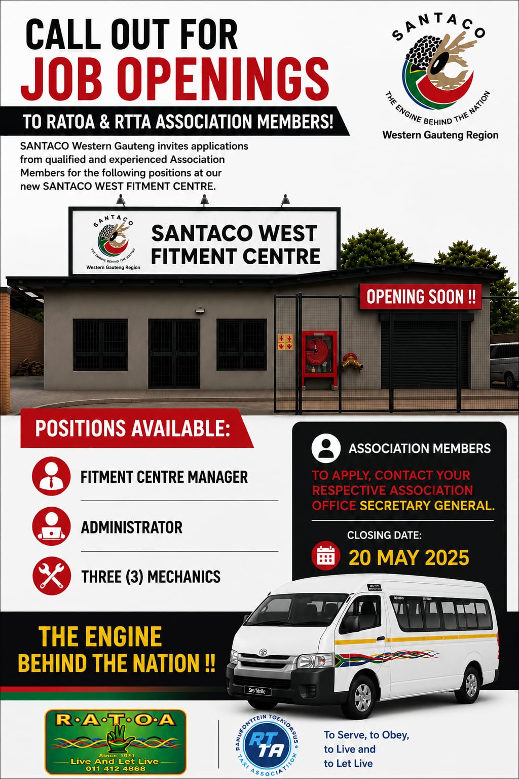 SANTACO West Fitment Centre - Job Openings for RATOA & RTTA Members