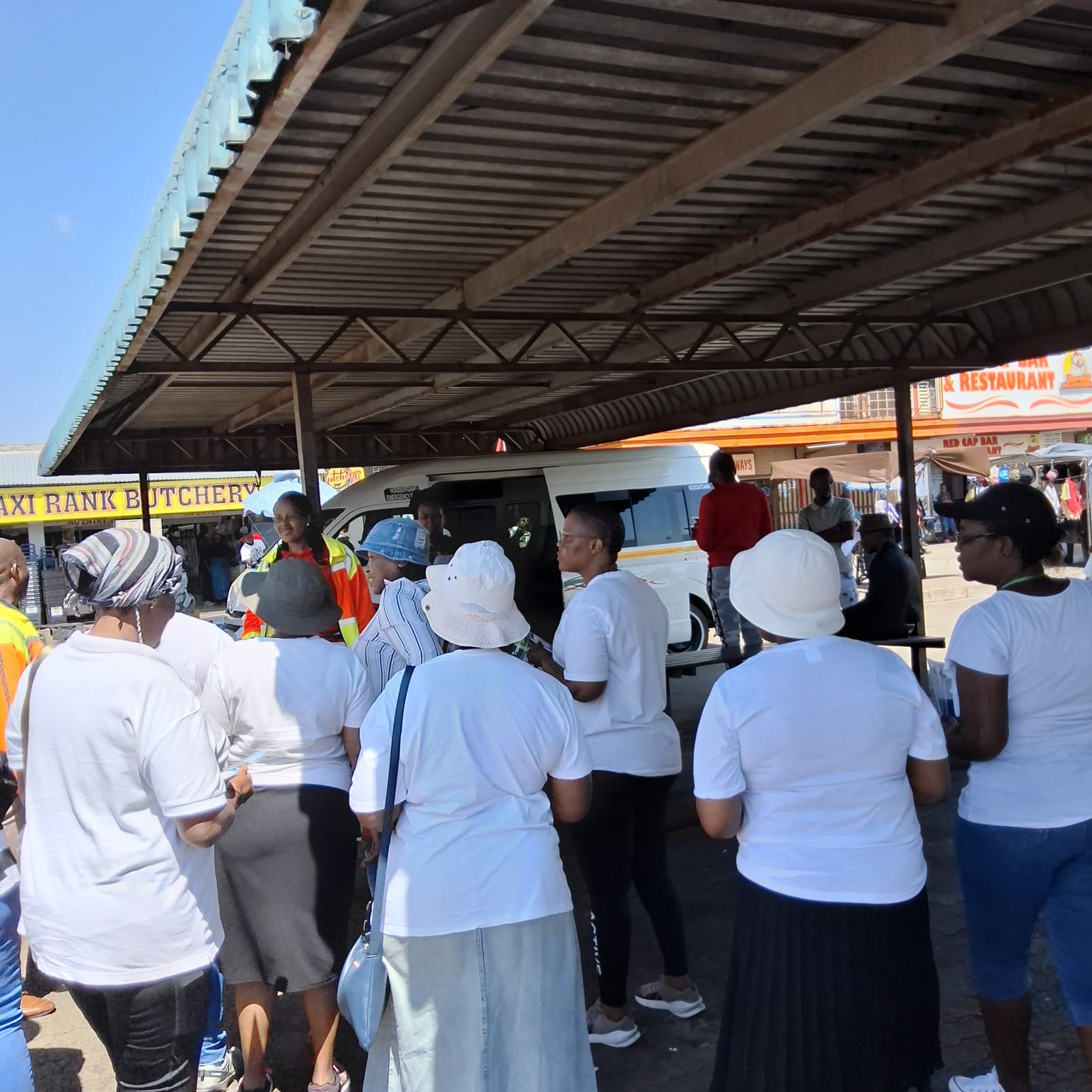 Community Members at Safety Information Point