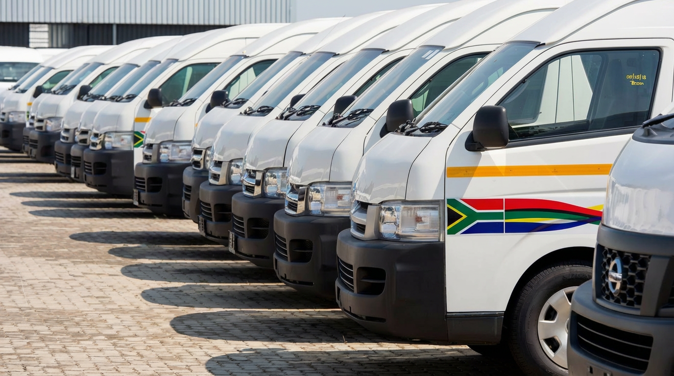 Toyota Quantum minibus taxis at Park Station taxi rank in Johannesburg