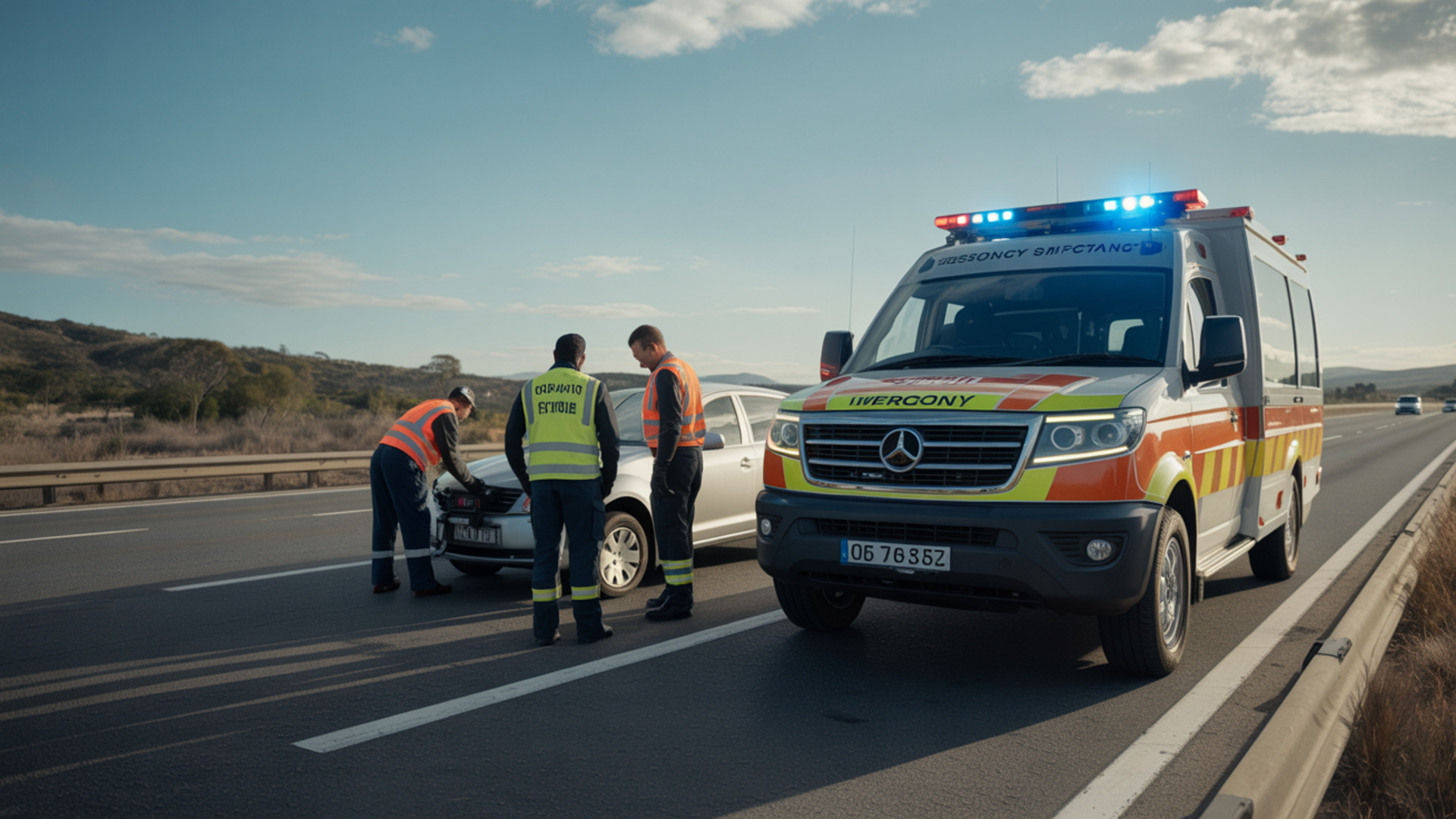 Emergency response team assisting on the roadside